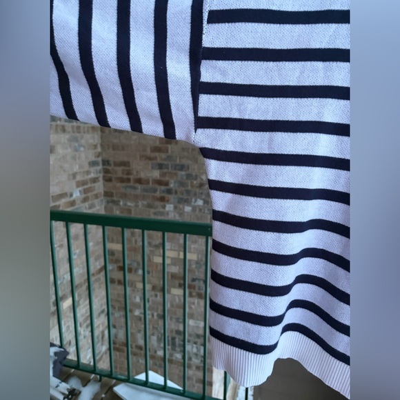 🆕 AQUA Navy & White Striped Knit Sweater Crewneck Oversized Cotton Pullover XXL - Picture 10 of 16